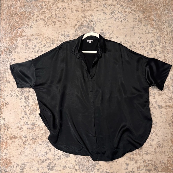 PJ Harlow Fran Black Satin Pajama Shirt - Picture 7 of 7